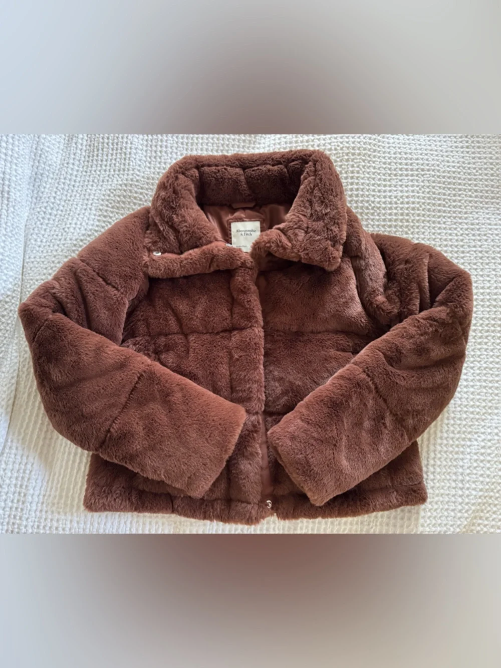 Abercrombie & Fitch Brown Fuzzy Puffer Jacket S - Picture 2 of 5